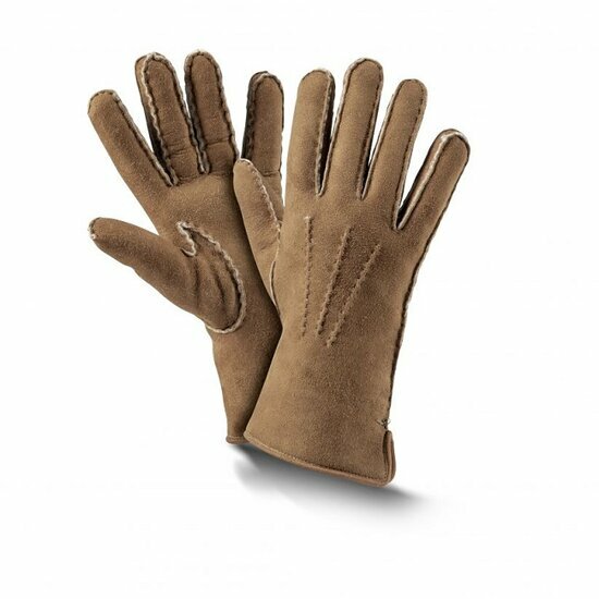 Premium Lammfell-Handschuhe taupe