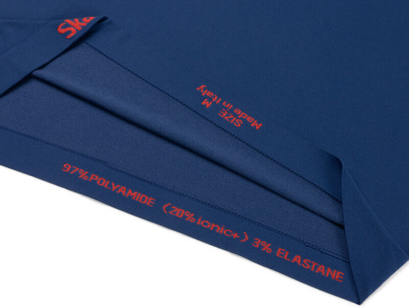 Skafit Unterzieshirt f&uuml;r Herren, Detail innen im Stoff unten, Farbe Blau