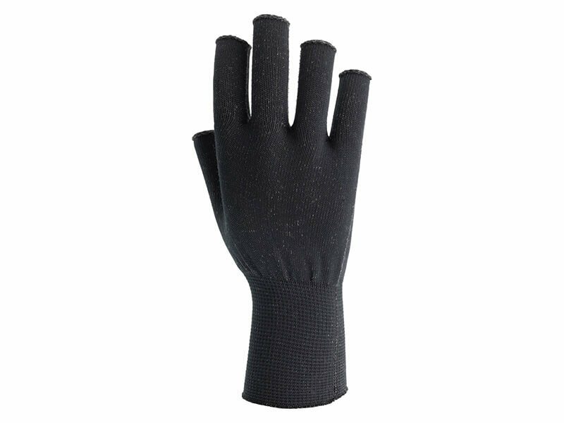 Schr&auml;gansicht von oben fingerloser Silberhandschuh Anthrazit